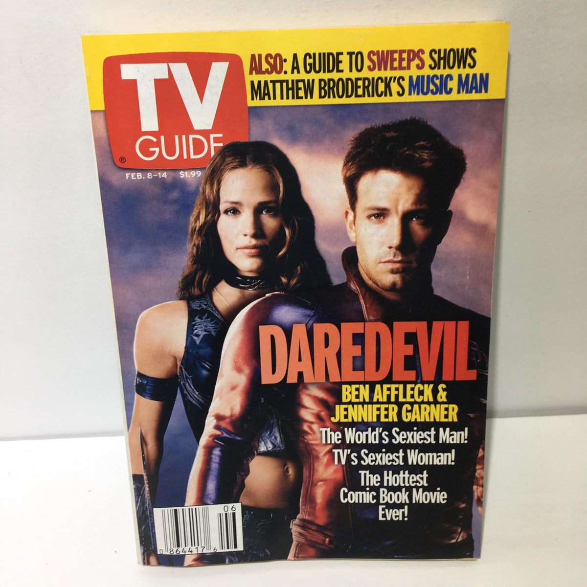 TV Guide February 8-14 2003 featuring Daredevil cover with Ben Affleck and Jennifer Garner.