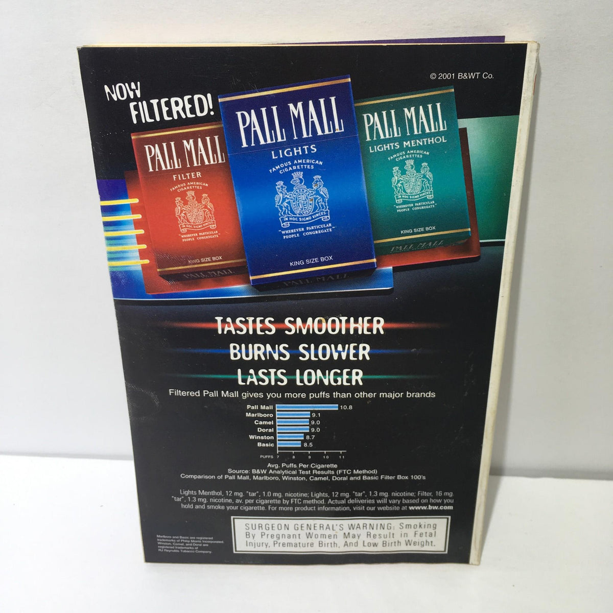 TV Guide Dec 1-7 2001 Rollin' with The Rock, The Scorpion King cover showcasing an advertisement for PALL MALL cigarettes on the back.