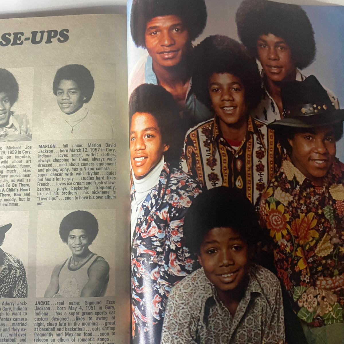 VTG 16 Magazine Summer 1973 featuring the Jackson 5, showcasing a group photo of the iconic band members with their distinctive hairstyles and outfits.