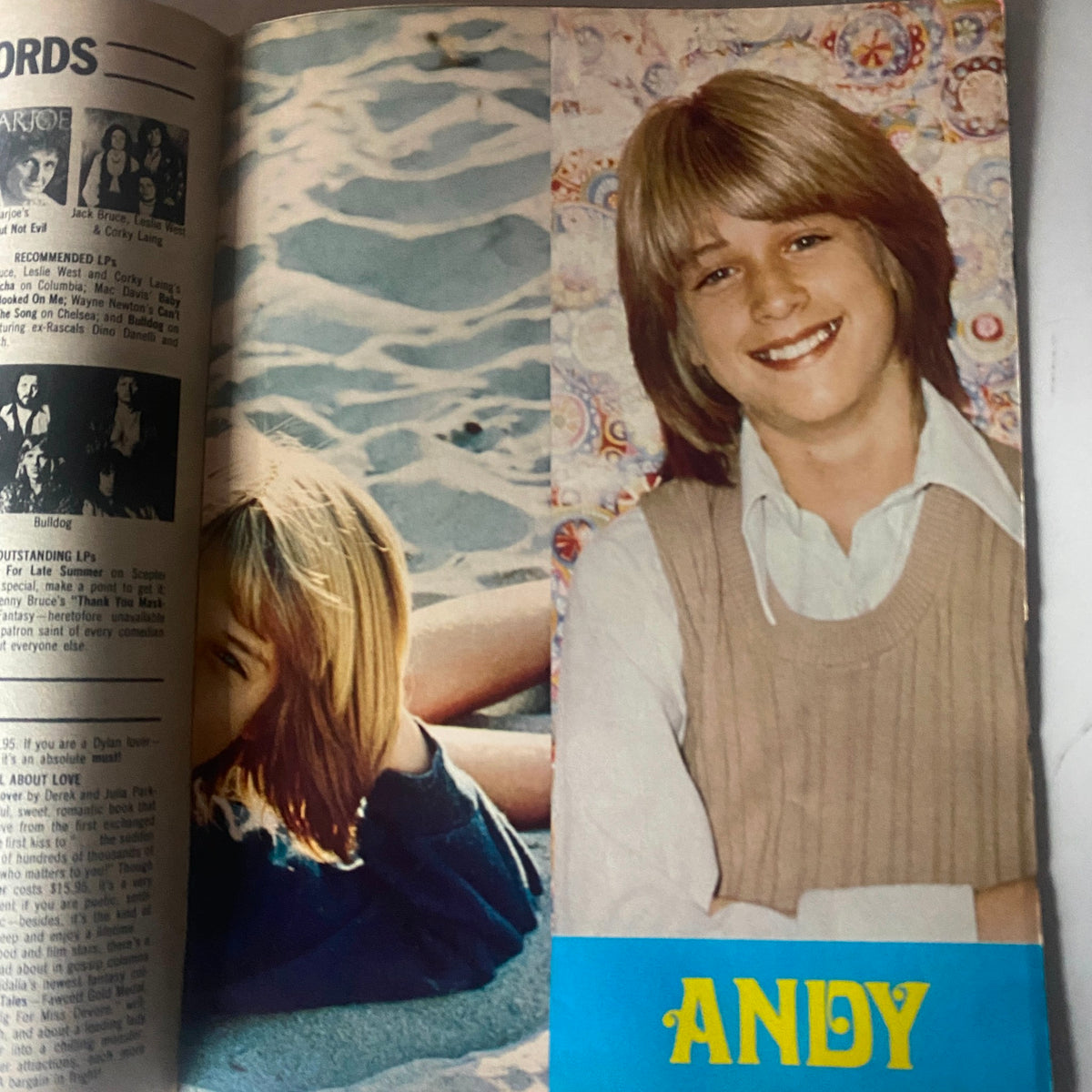 Page in VTG 16 SPEC Magazine March 1973 dedicated to Andy, displaying a vibrant image and features.