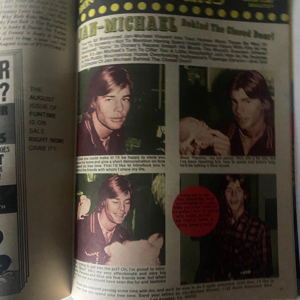 Interview feature page from VTG 16 SPEC Magazine September 1973, with images and text about the life of Jan-Michael Vincent.