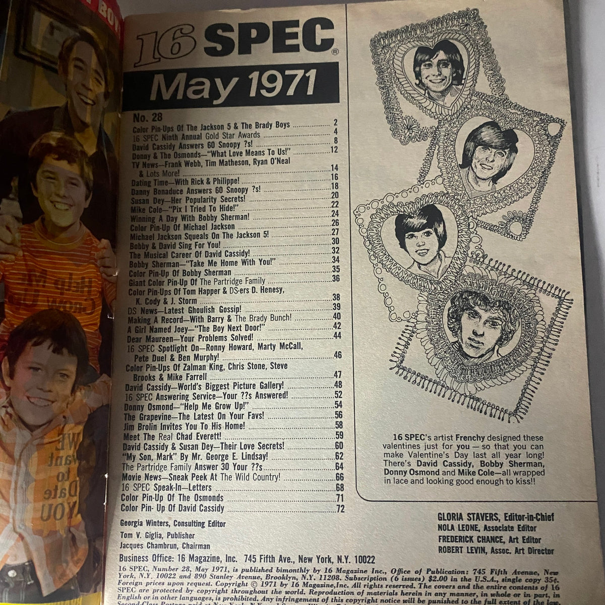 Vintage 16 SPEC Magazine May 1971 The Jackson 5, The Brady Boys w Poster No Label