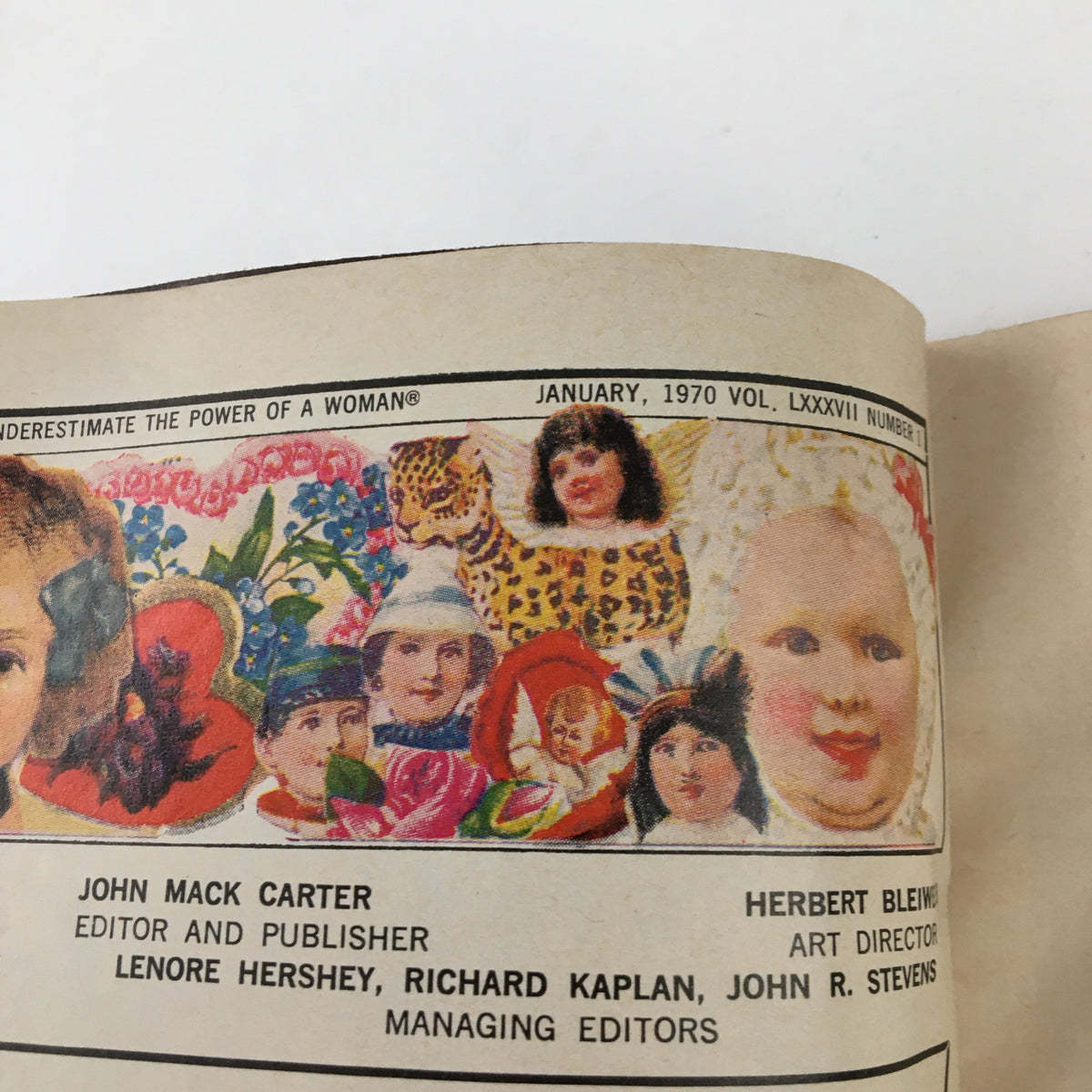 Inside page from Ladies' Home Journal Magazine January 1970 showing editorial details and colorful vintage illustrations.