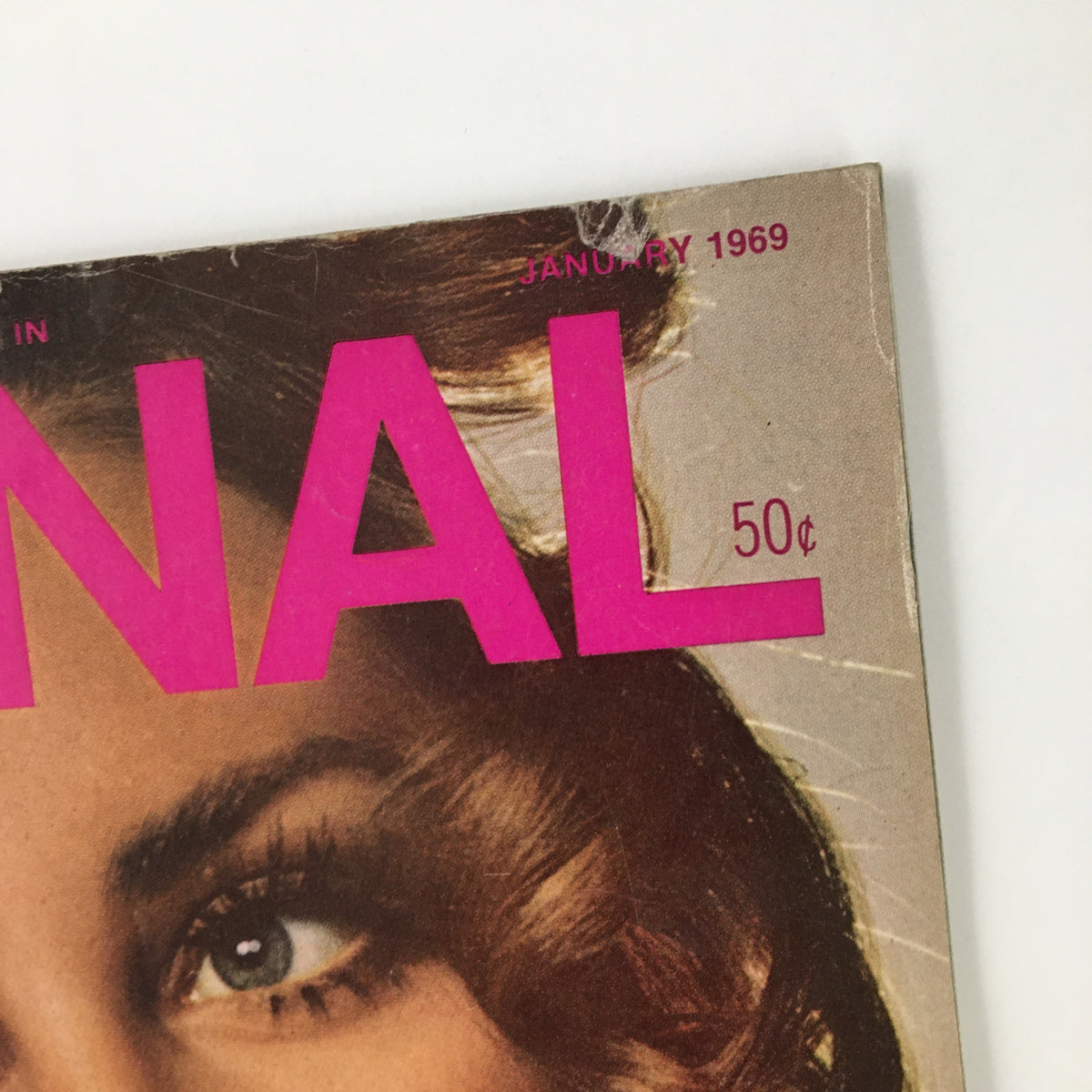 A detailed view of the Ladies' Home Journal Magazine January 1969 title highlighting the month and year, emphasizing its vintage appeal.