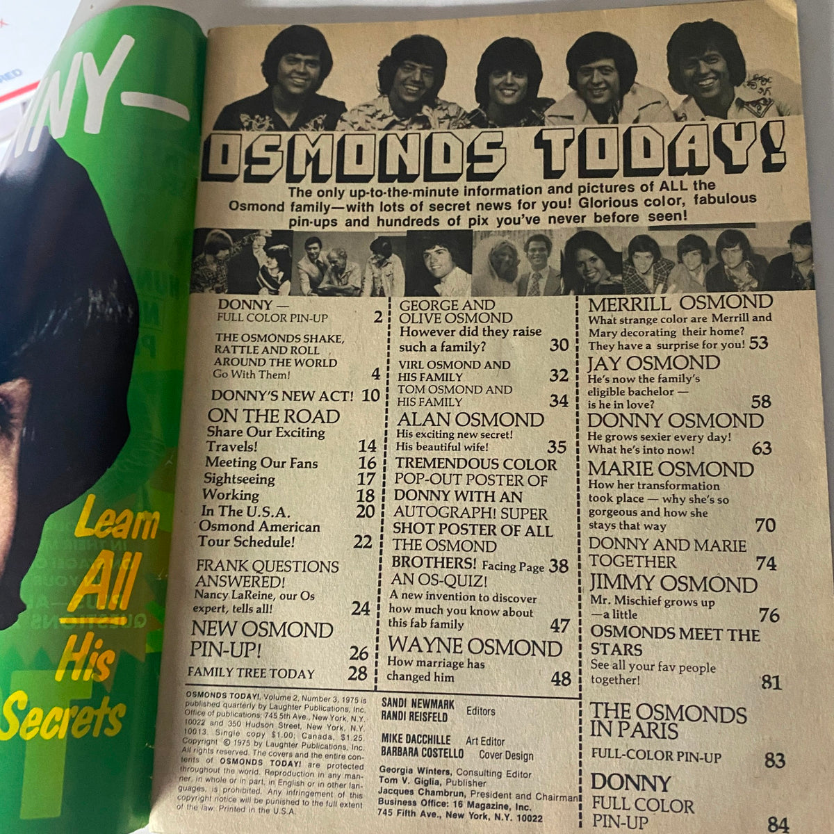 Vintage Osmonds Today Magazine 1972 Vol 2 No. 5 Donny Osmond w Poster No Label
