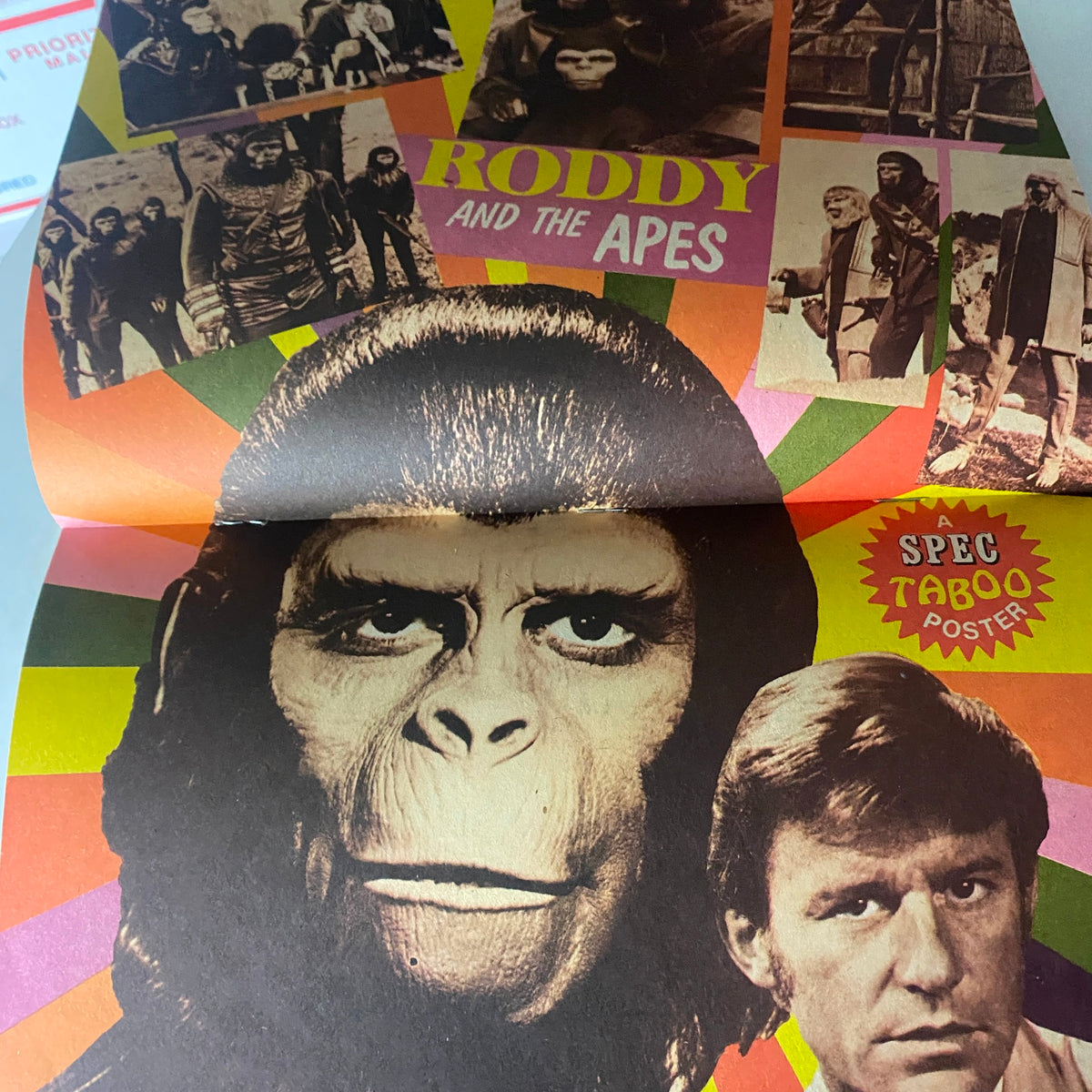 Poster spread from VTG 16 SPEC Magazine December 1974 titled 'Roddy and the Apes' with colorful design and images related to the theme.