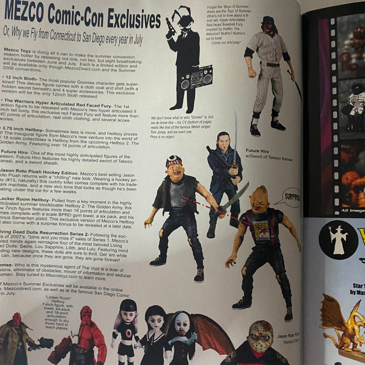 Lee's Toy Review Magazine June 2008 featuring Mezco Comic-Con Exclusives with various action figures displayed.