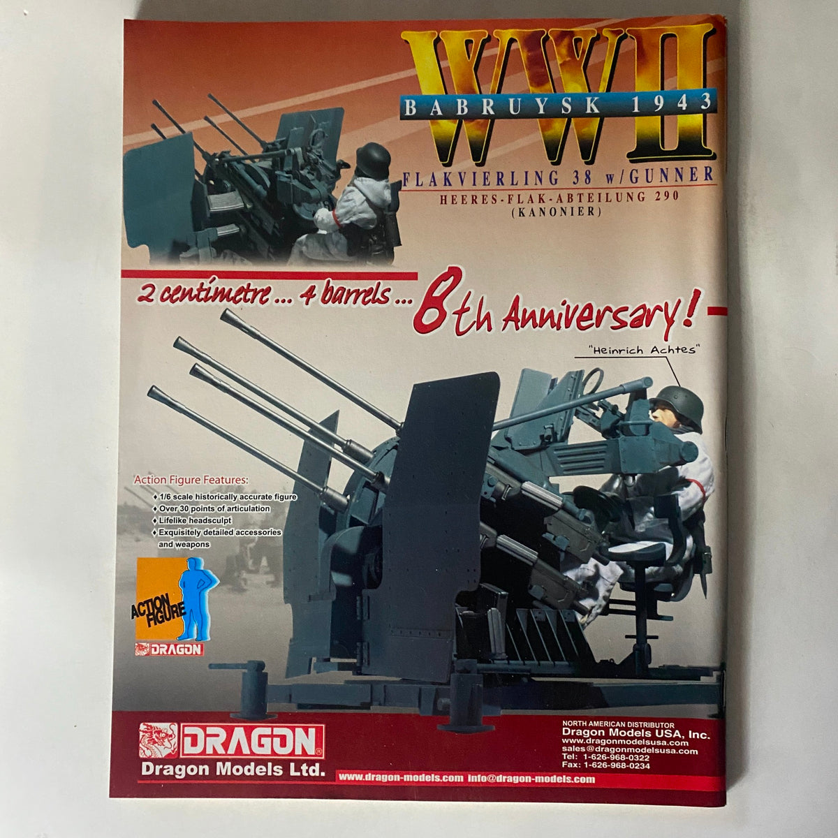 Lee's Toy Review Magazine June 2008 displaying Dragon Models WWII Flakvierling 38 model with action figure features.