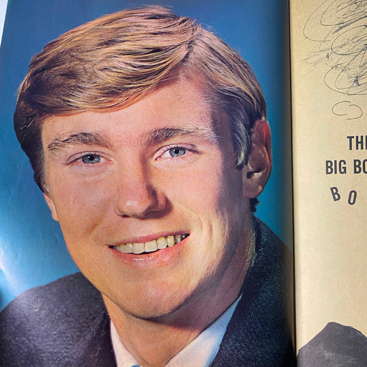 Close-up portrait of a young man featured in Teen Screen Magazine April 1964. The image captures his friendly smile and styled hair, representing the idealized youth culture of the early 1960s.