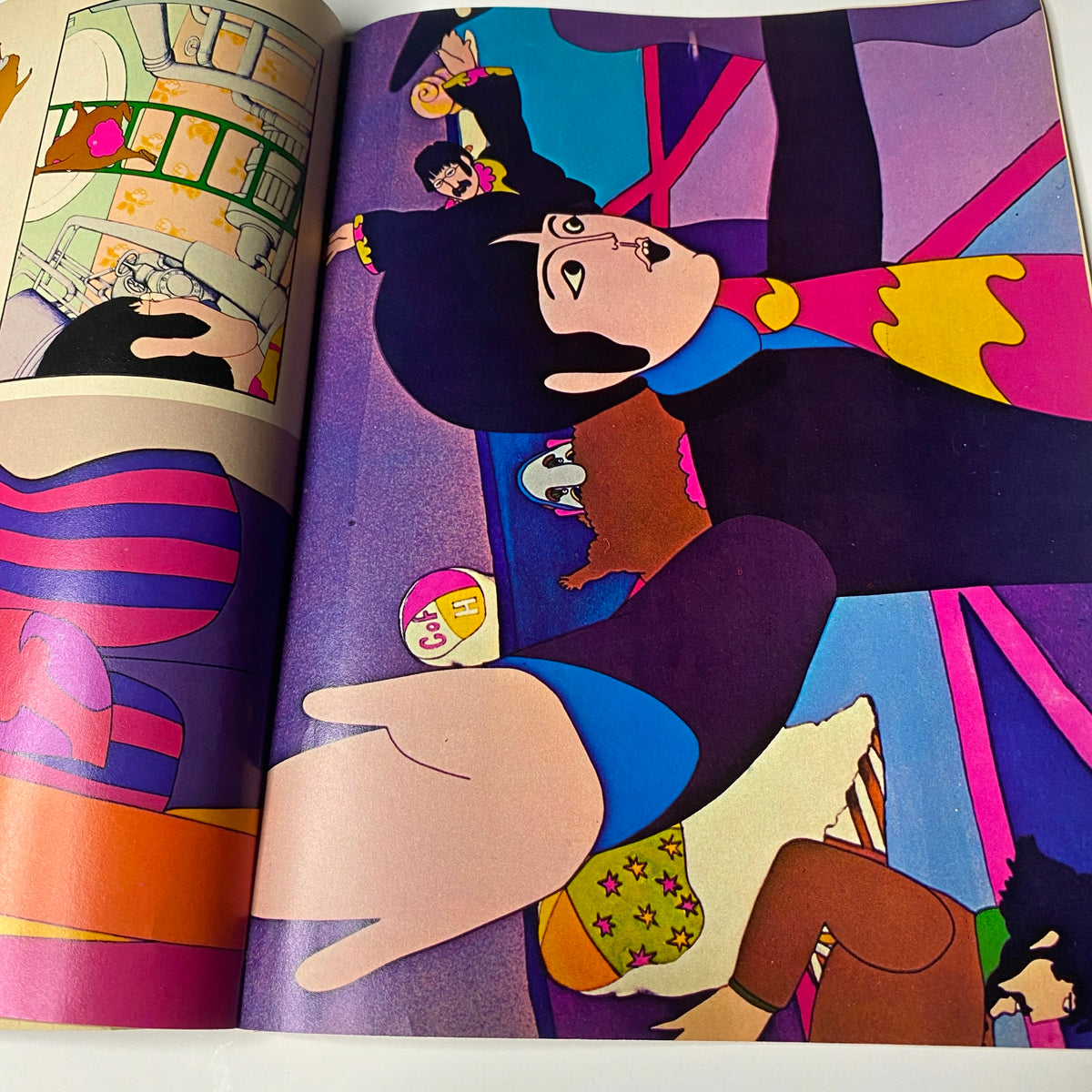 TeenSet Magazine 1968 The Beatles Special - A colorful illustration from the exclusive Yellow Submarine insert featuring animated characters from the Beatles' film.