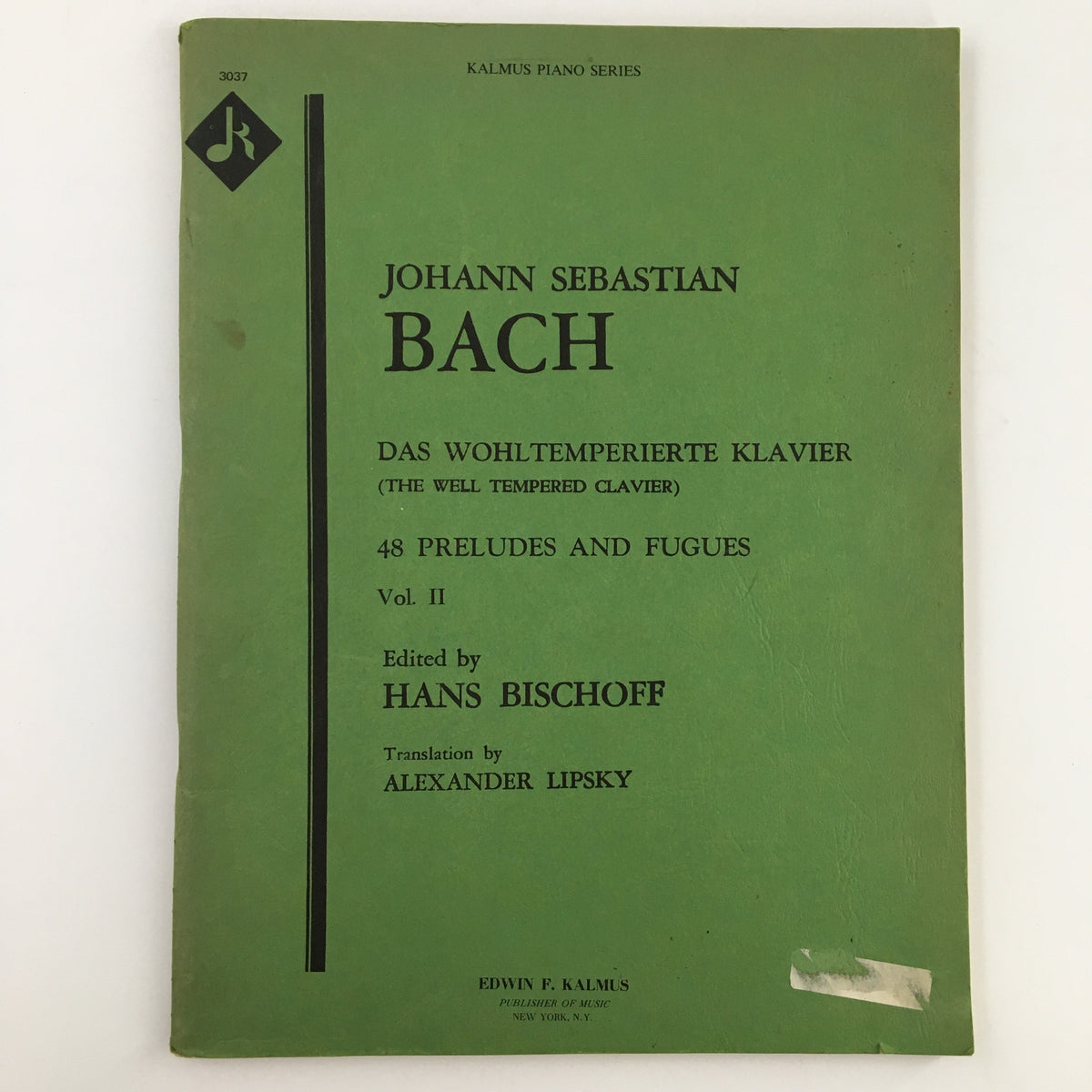 Kalmus Piano Series Johann Sebastian Bach Vol. II The Well Tempered Clavier