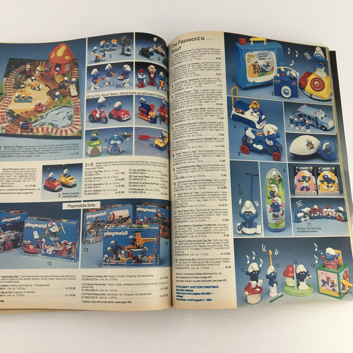 1982 JCPenney Christmas Toys and Strawberry Shortcake Price Guide Catalog showcasing various toy sets including Playmobil and Strawberry Shortcake dolls.