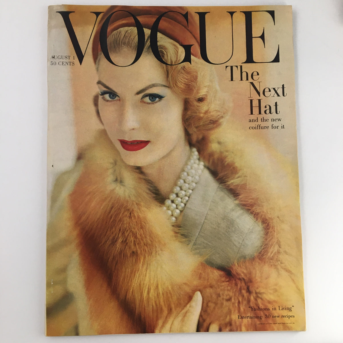 Vogue Magazine, August 1, 1957: Featuring 'The Next Hat and The New Couture of It' on the cover