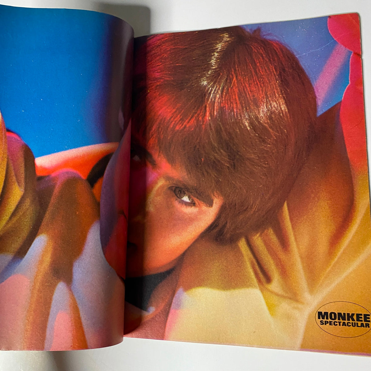 Colorful spread from Tiger Beat's Official September 1967 #5 Monkee Spectacular featuring a dreamy portrait of Peter Tork.