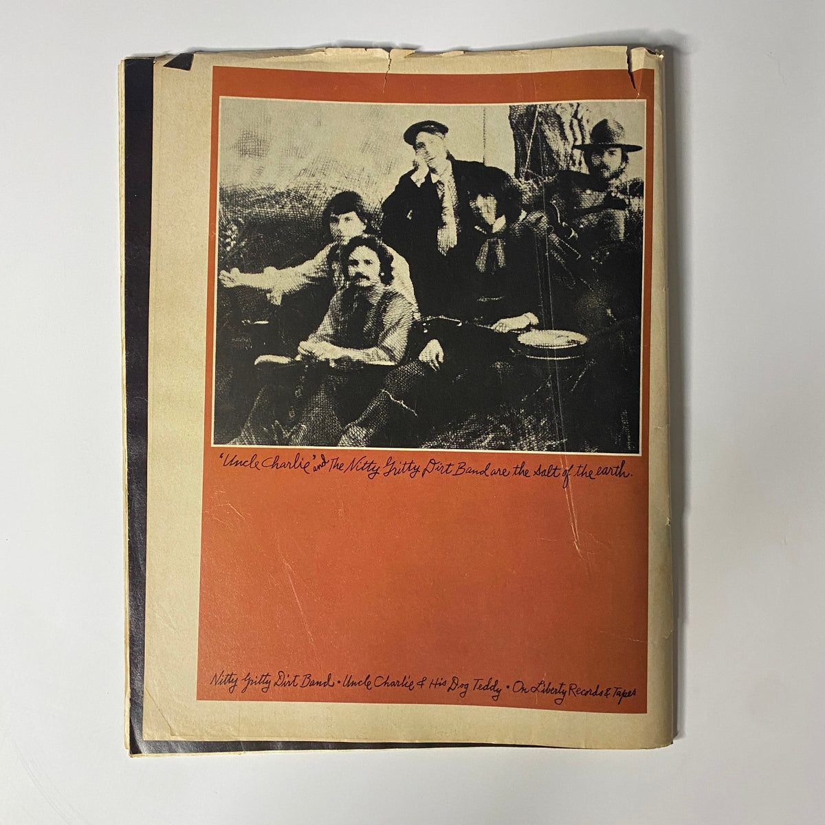 Back cover of Rock Spectacular Magazine 1970 featuring a vintage black and white photo of musicians, adding nostalgic charm to the collectible.