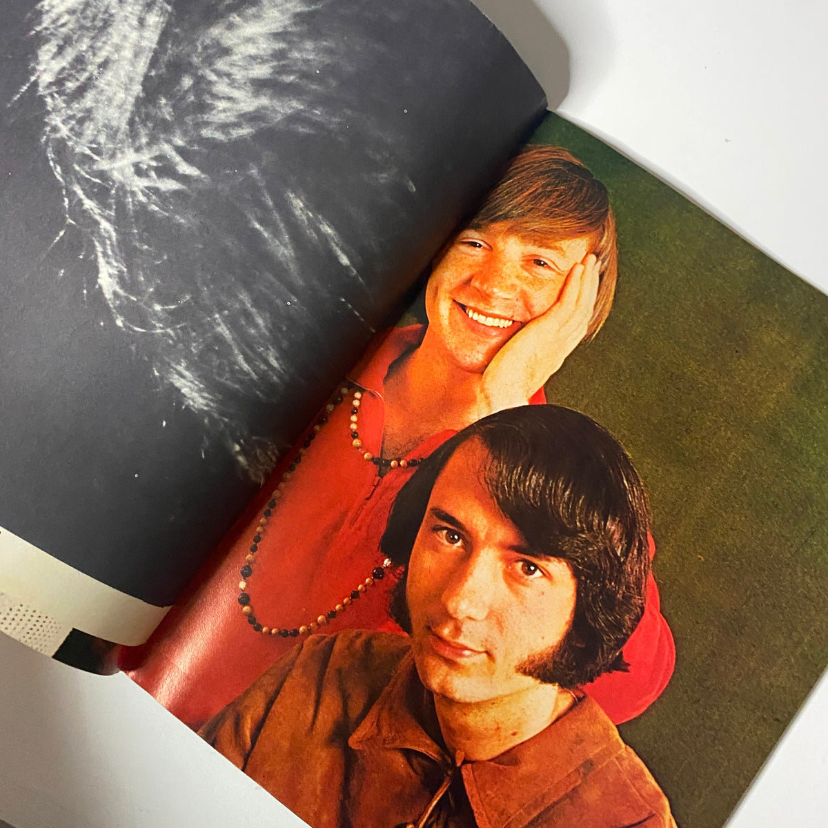 Inside page of TeenSet Magazine January 1968 Vol. 4 No. 1 showcasing a colorful photo of The Monkees, highlighting their popularity during the late 1960s.