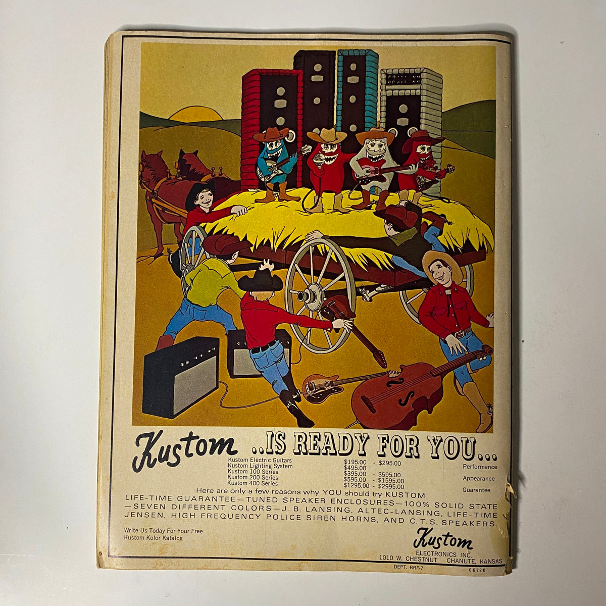 Cover page of TeenSet Magazine January 1969 Vol 5 No. 1 featuring an artistic illustration with a cowboy theme, highlighting music and culture, along with Grace Slick as a pin-up model, relevant to the magazine’s focus on 1960s rock history.