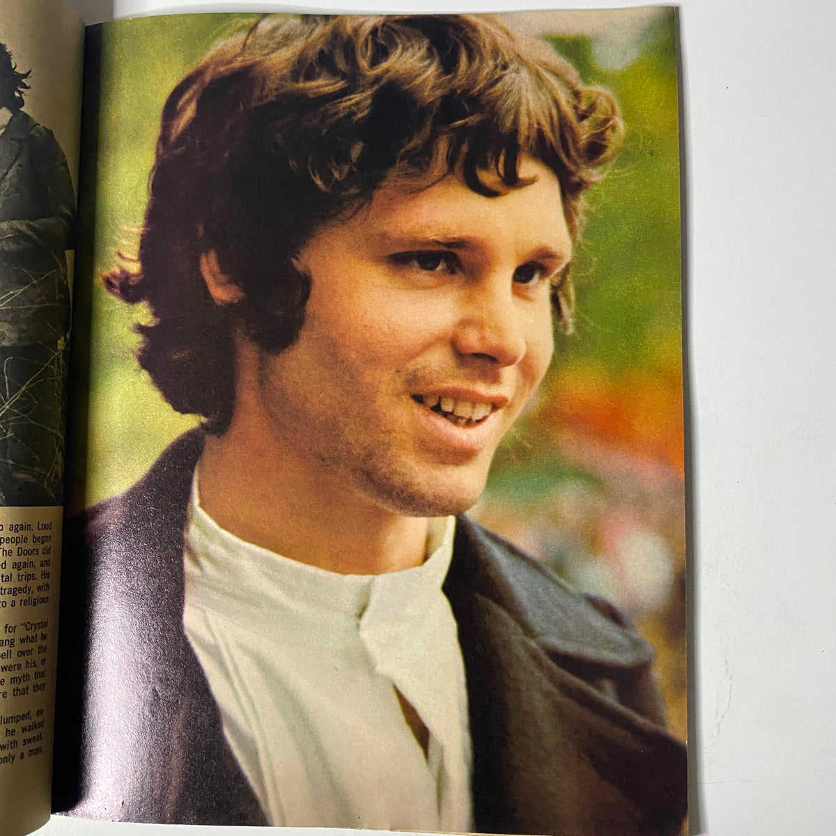 Photograph of Jim Morrison from The Doors featured in TeenSet Magazine September 1968 Vol 4 No. 9, showcasing the rock legend's distinctive look and charisma.