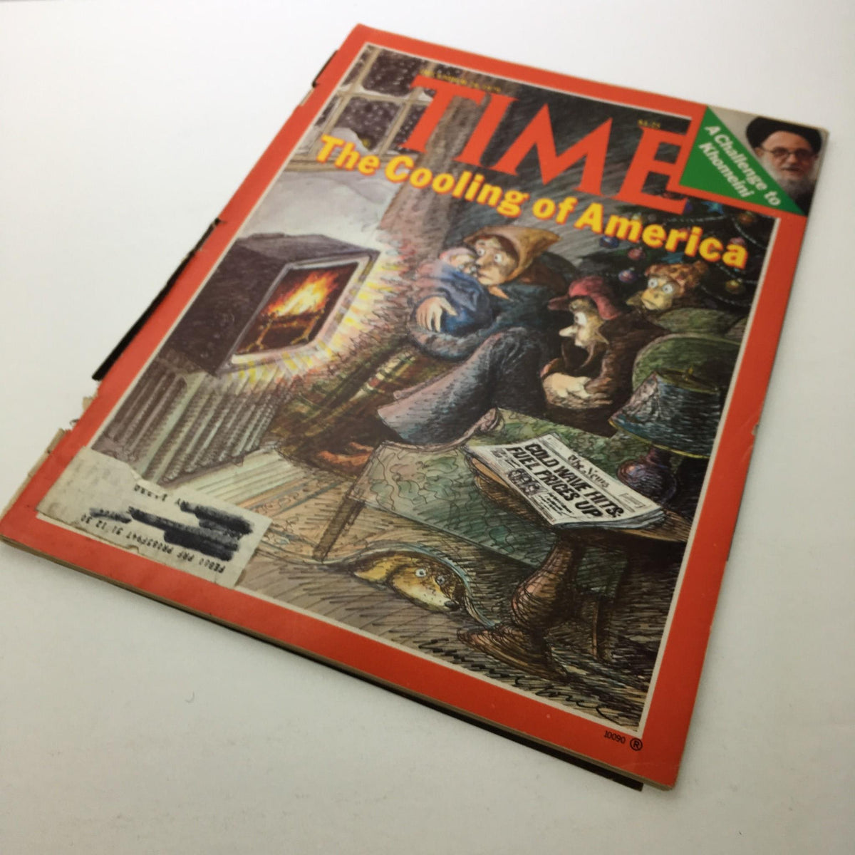 Cover of Time Magazine from December 24, 1979, featuring the article 'The Cooling of America,' depicting characters gathered around a fireplace, reflecting on environmental concerns of the late 1970s.