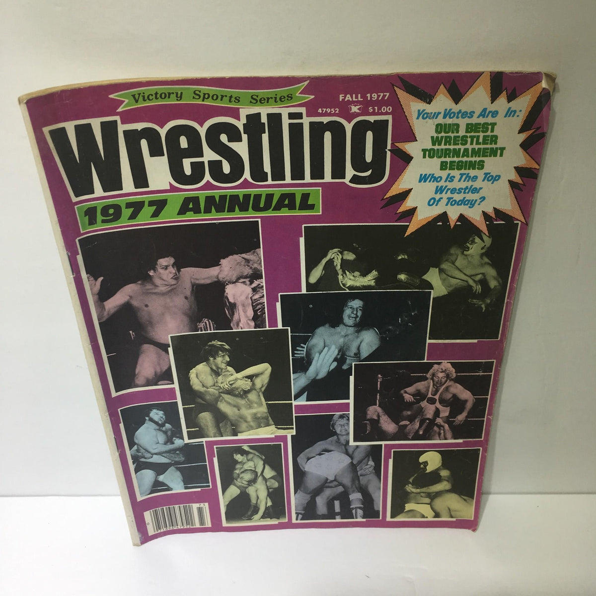 Victory Sports Series: Wrestling Annual - Fall 1977 magazine cover featuring wrestling action shots and title in bold colors.
