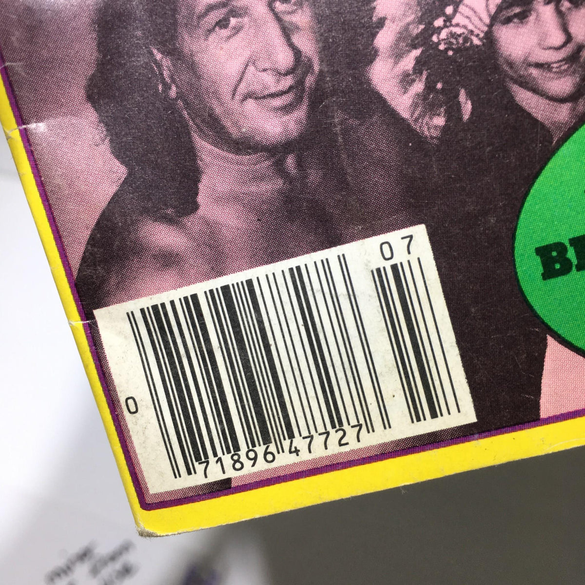 Back cover of Inside Wrestling Magazine - Victory Sports Series July 1977 featuring a barcode and vintage design. This collectible magazine highlights Dusty Rhodes, an iconic figure in professional wrestling history.