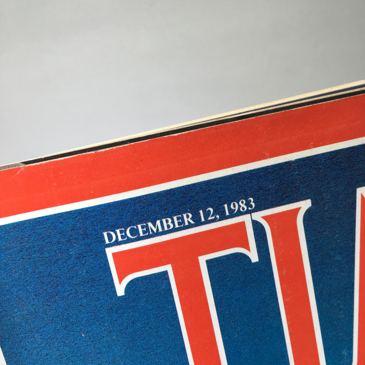 Close-up of the publication date on the Time Magazine cover, December 12 1983.