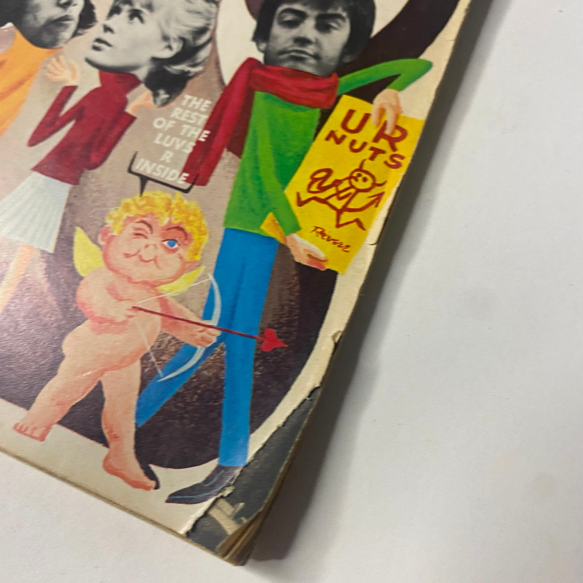 Close-up detail of the back cover of 16 Magazine March 1966 Vol 7 No. 10, showcasing colorful artwork and playful characters.