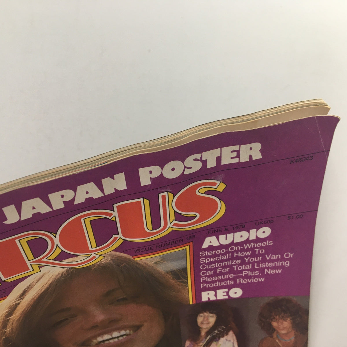 Close-up of the Circus Magazine June 8 1978 cover showing the title and prominent feature articles, including Carly Simon and Kiss, highlighting the musical landscape of the late 1970s.