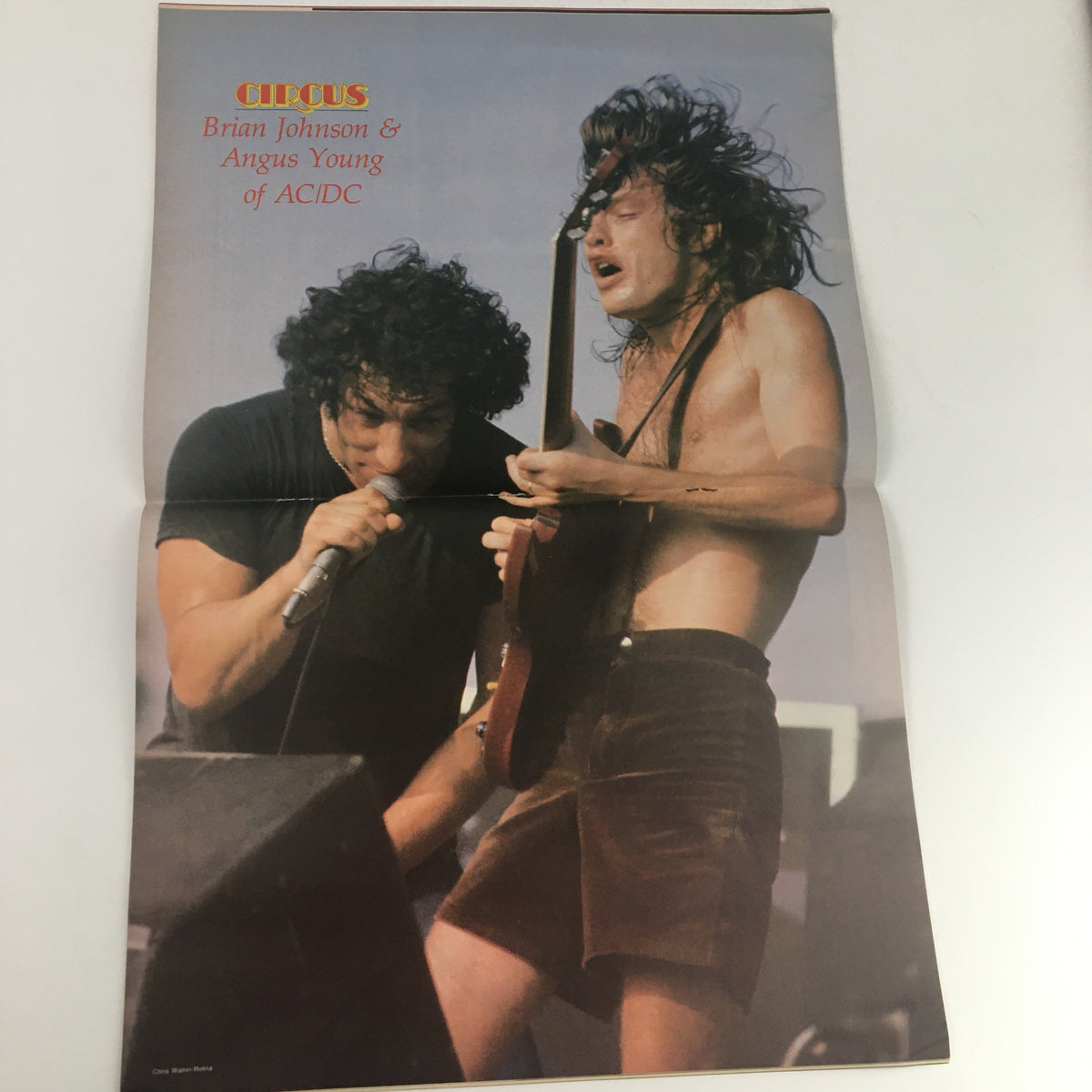 Poster of Brian Johnson and Angus Young of AC/DC from Circus Magazine, dated November 30 1980, showcasing their performance.