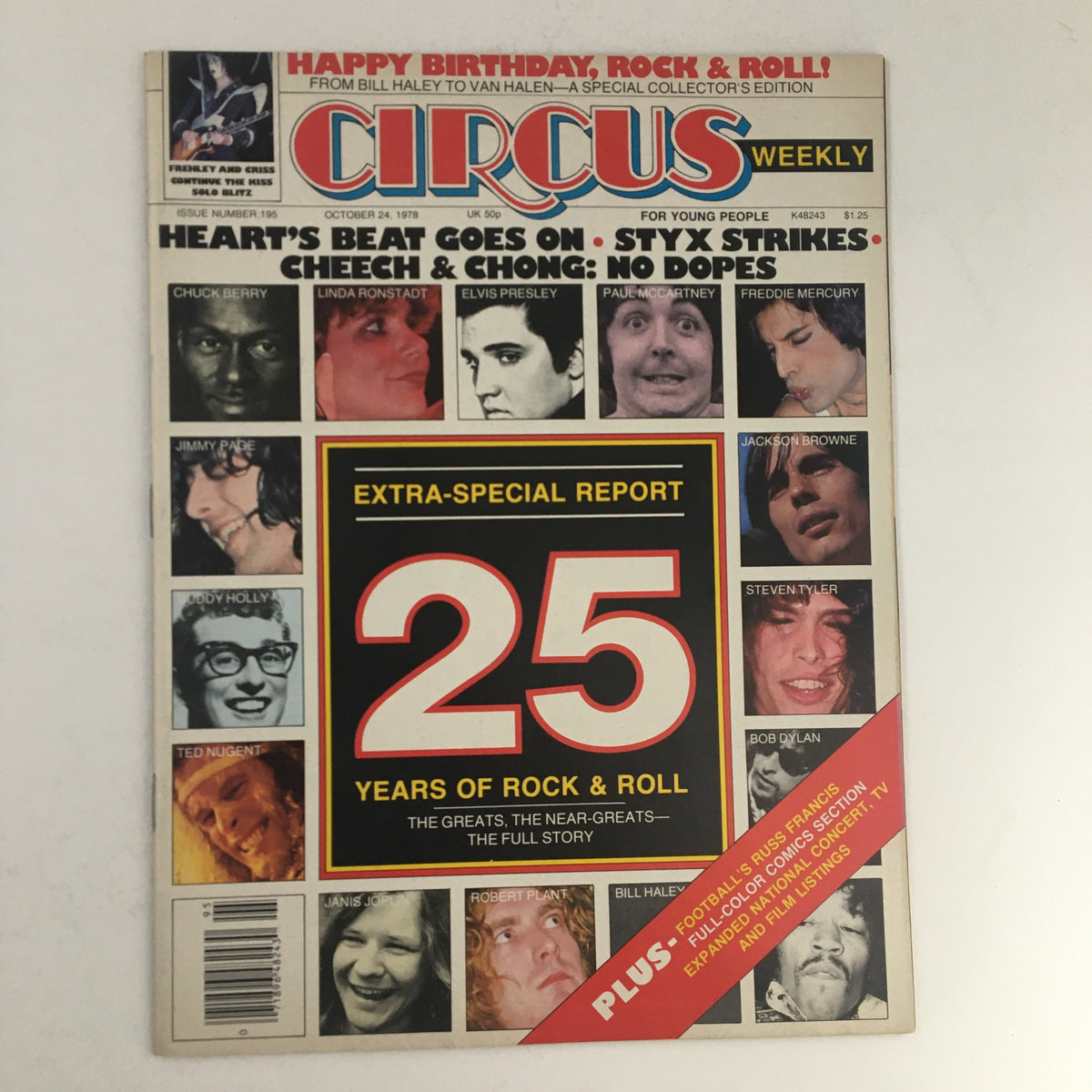 Cover of Circus Magazine October 24 1978 featuring Chuck Berry, Lou Gramm, and Freddie Mercury, celebrating 25 years of rock and roll.