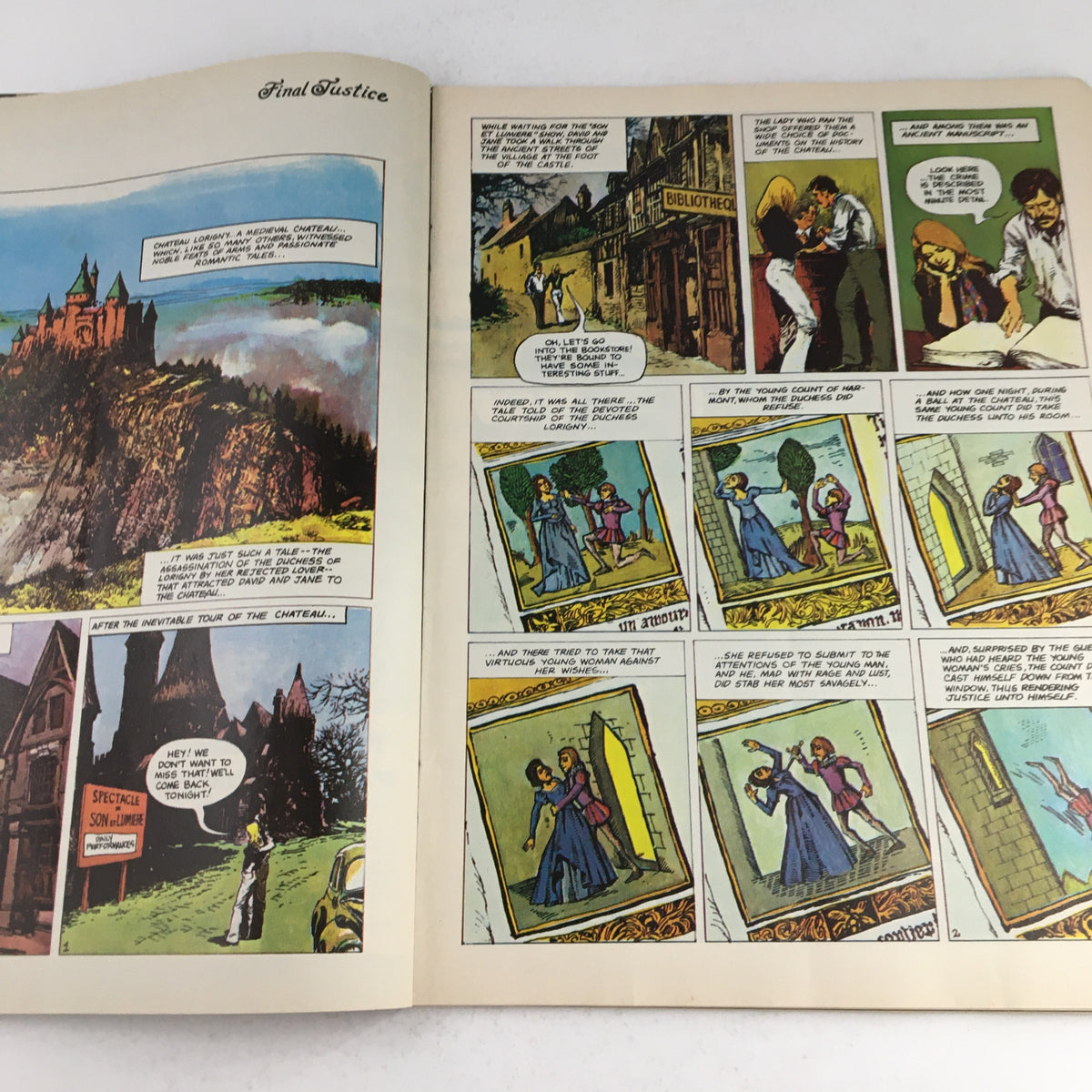 Comic pages from Heavy Metal Magazine October 1979 titled Final Justice, showcasing vibrant illustrations and narrative storytelling.