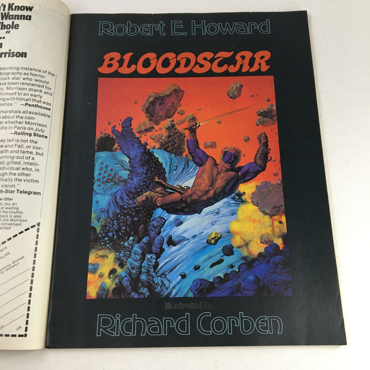 Introduction to Robert E. Howard's Bloodstar in Heavy Metal Magazine December 1980, featuring striking artwork by Richard Corben.