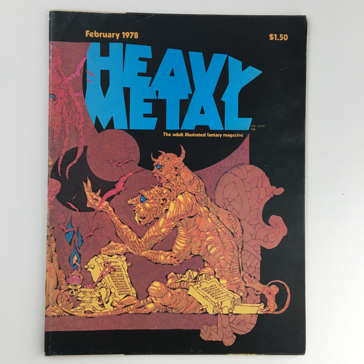 Cover of Heavy Metal Magazine February 1978 showcasing vintage fantasy art featuring vibrant colors and intricate illustrations.