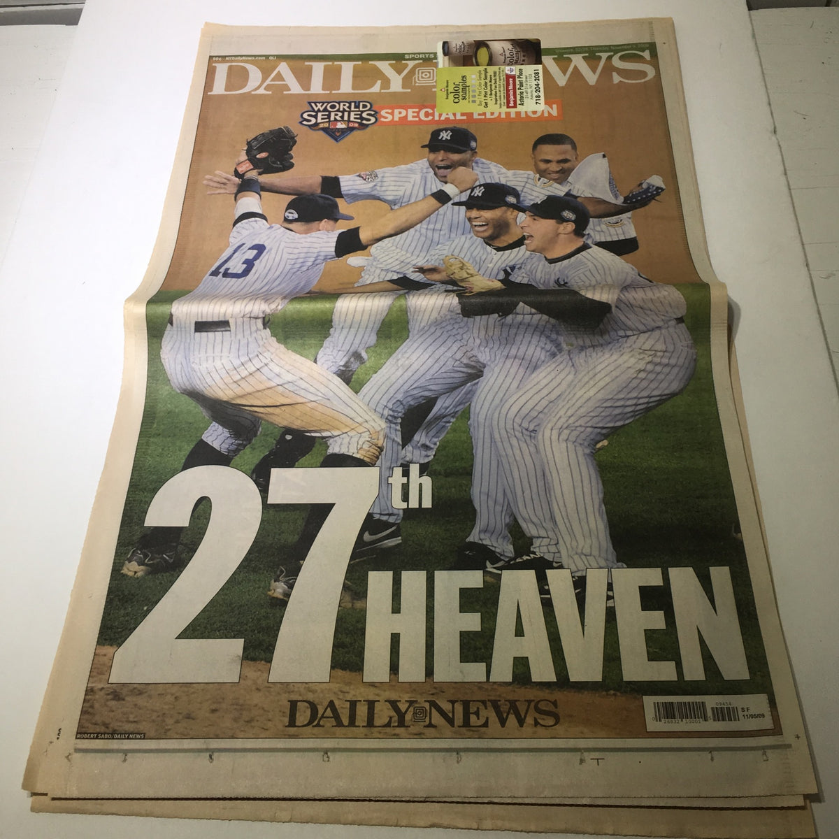 New York Daily News: Nov 5 2009 Special Edition 27th Heaven featuring celebratory moments from the World Series, showcasing the excitement and sportsmanship of the event.