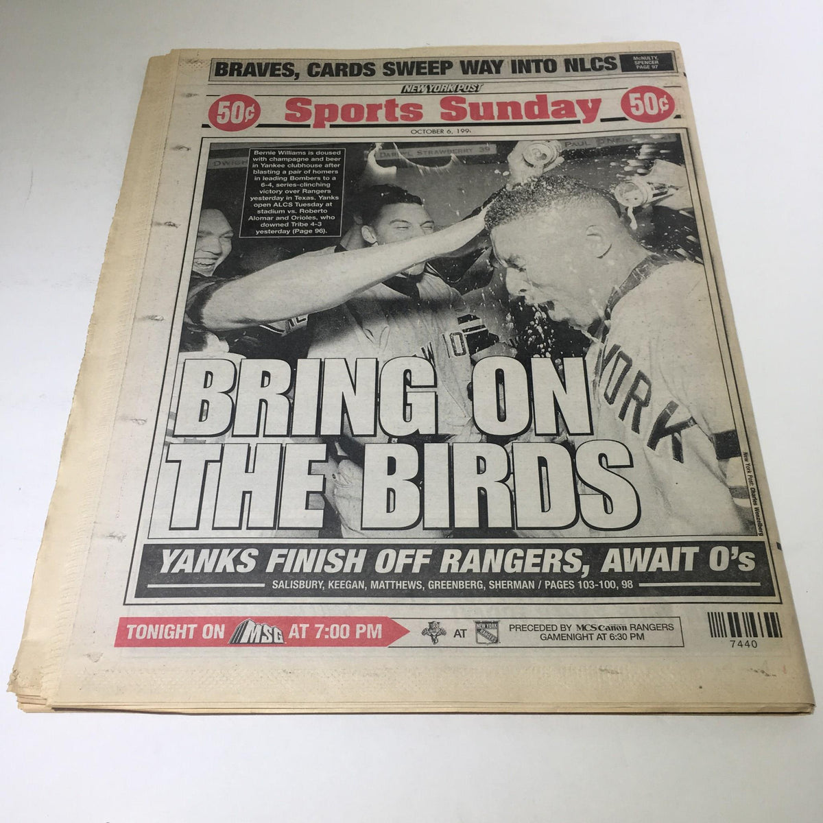 Another front page of the New York Post featuring 'BRING ON THE BIRDS' headline, illustrating a celebratory moment related to the Yankees' success.