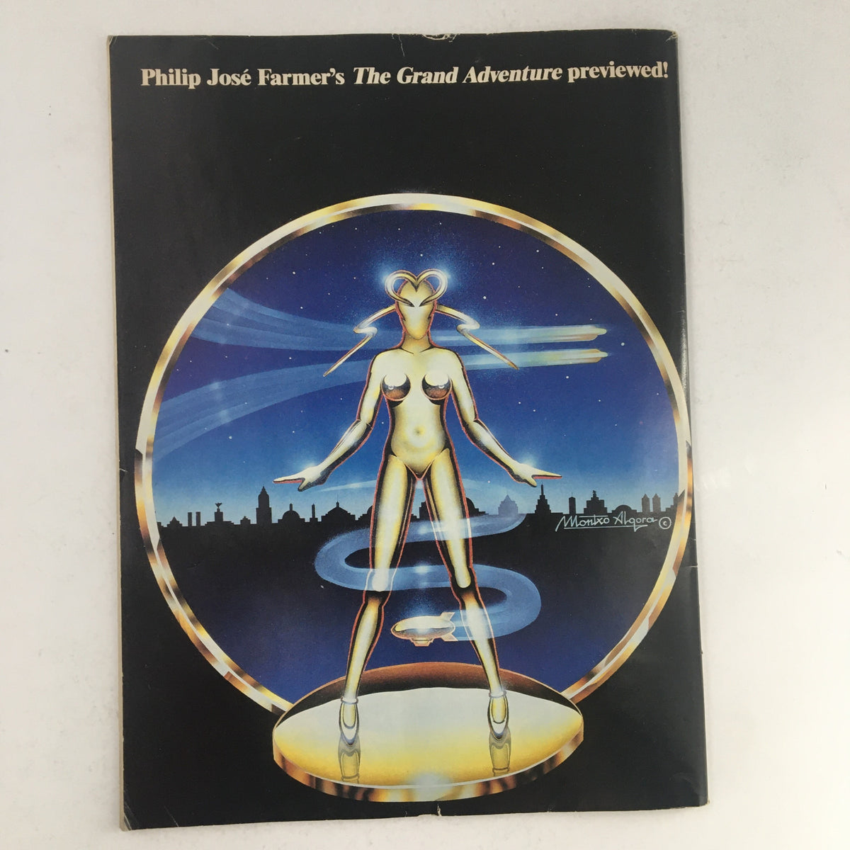 Back cover of Heavy Metal Fantasy Magazine February 1985 The Hunting Party by P. C., displaying an artistic preview for Philip José Farmer's The Grand Adventure.
