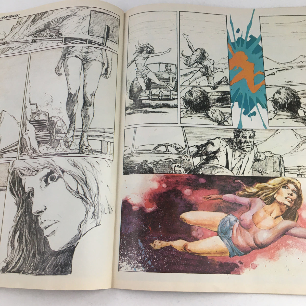 Interior artwork from Heavy Metal Magazine April 1979 showcasing detailed illustrations and comic-style storytelling, emphasizing the magazine's artistic contributions.