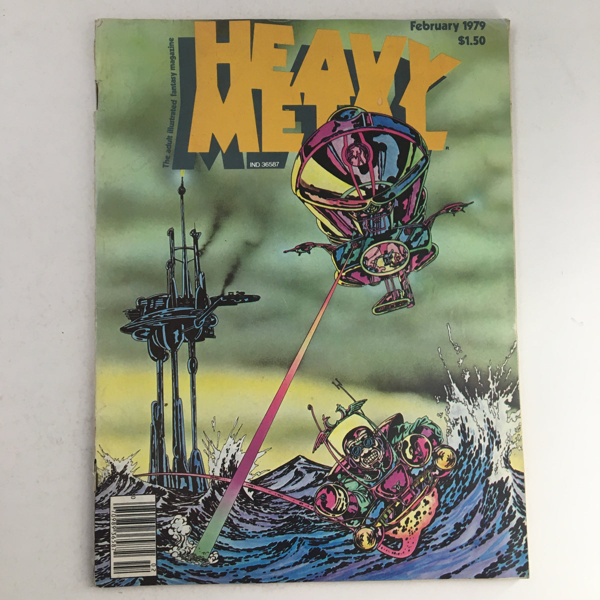 Cover art of Heavy Metal Magazine February 1979 featuring vibrant illustrations along with the title and publication date, showcasing a blend of science fiction and fantasy themes.