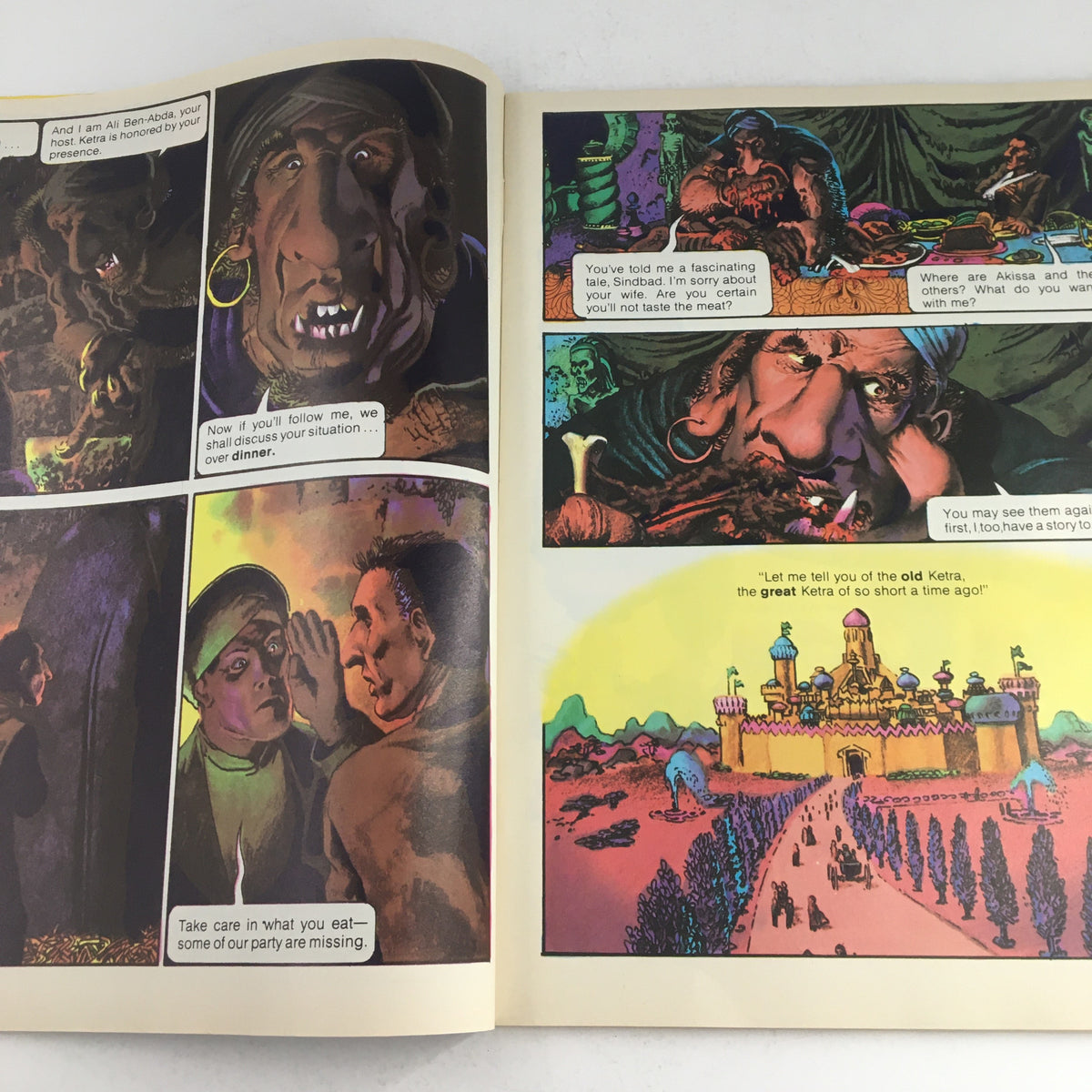 Interior comic page from Heavy Metal Magazine February 1979 with colorful illustrations depicting a fantasy narrative, showcasing characters and dialogue reflecting the magazine's storytelling style.