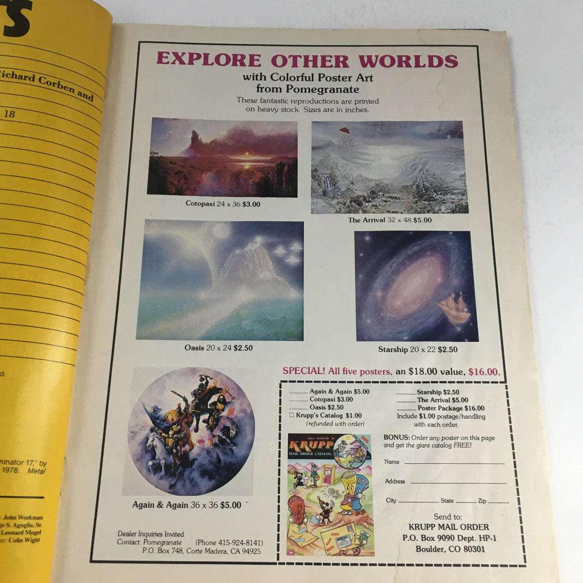 Promotional page in Heavy Metal Magazine January 1979 showcasing poster art for colorful reproductions, enhancing the magazine's artistic appeal.