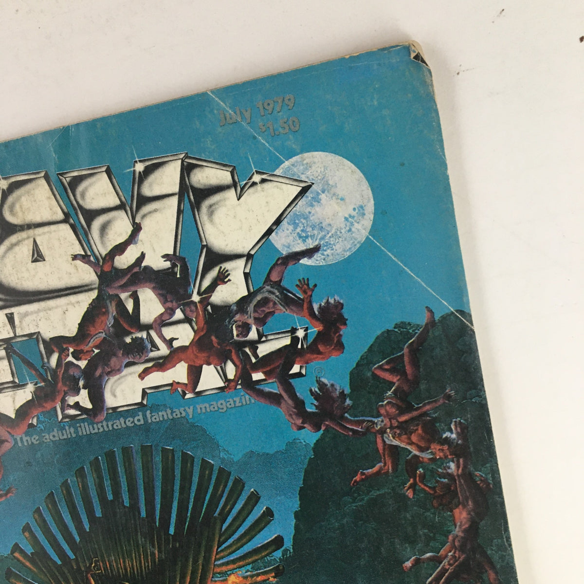 Cover of Heavy Metal Magazine July 1979 featuring the title prominently, showcasing vibrant artwork and fantasy elements related to 'The Airtight Garage of Jerry Cornelius.'