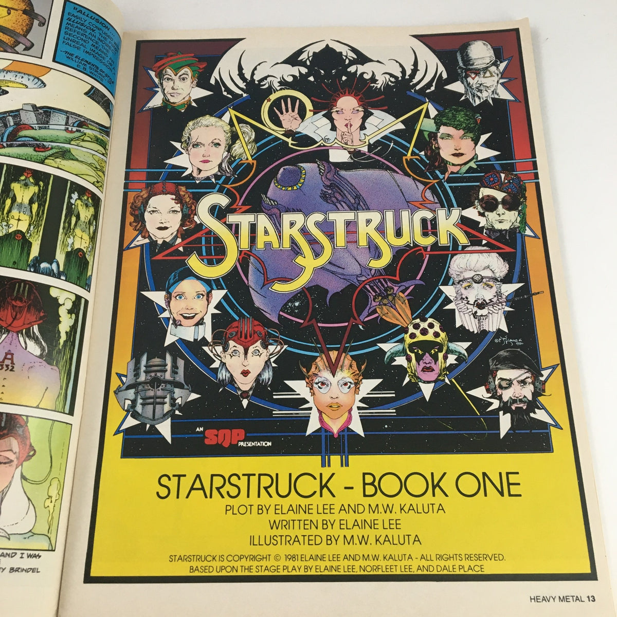 Heavy Metal Magazine November 1982 illustration for 'Starstruck - Book One' by Elaine Lee and M.W. Kaluta, featuring vibrant artwork and fantasy themes.