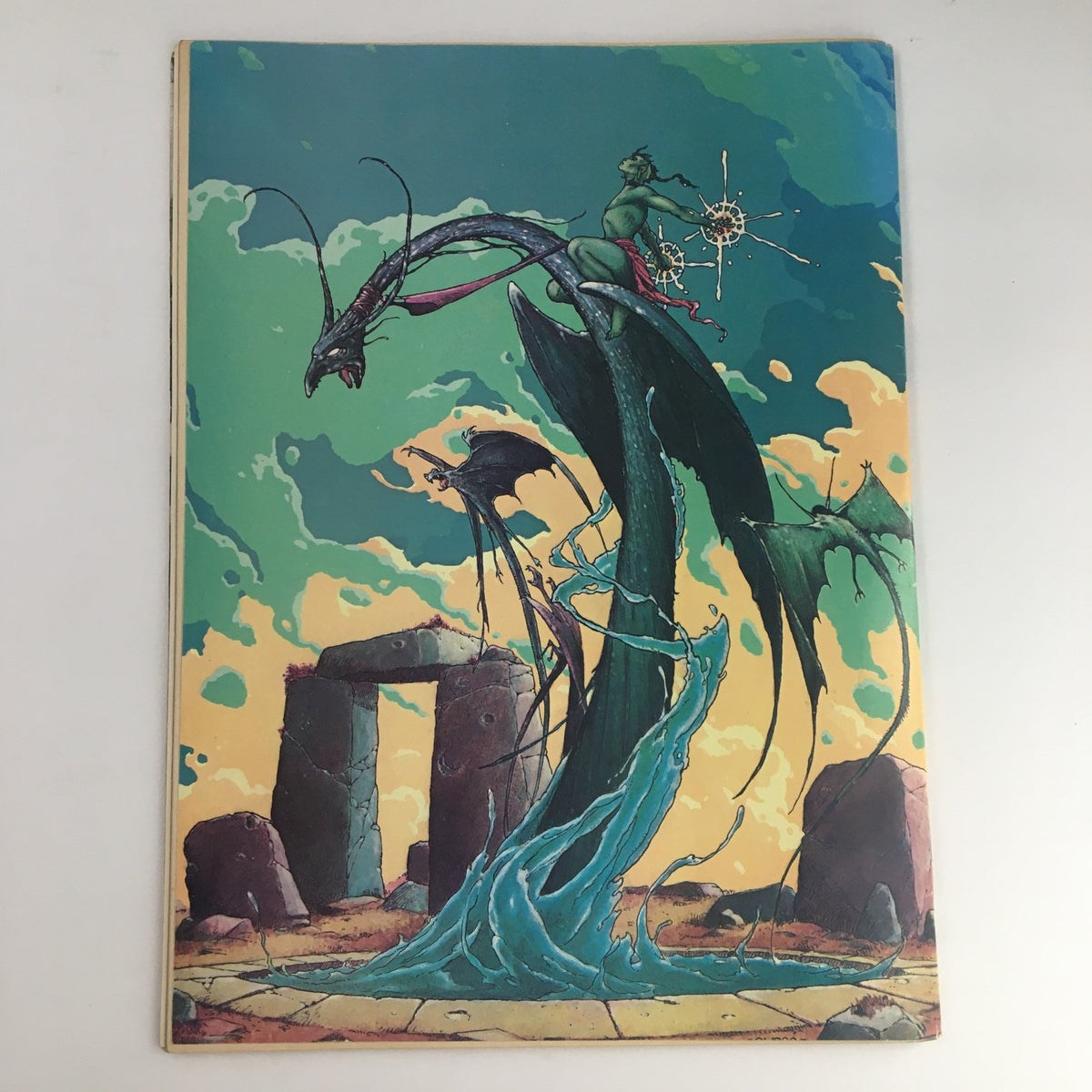 Heavy Metal Magazine September 1978 cover featuring an illustration by Jim Burns, showcasing a fantastical scene with a dragon-like creature, a mystical figure, and an otherworldly background, capturing the essence of the magazine's vibrant and rebellious spirit.