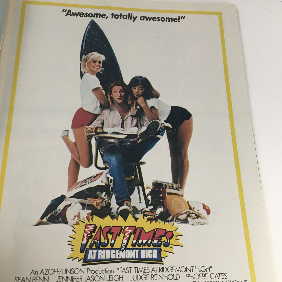 Promotional page from Heavy Metal Magazine August 1982 for the film 'Fast Times at Ridgemont High' featuring actors in a visually engaging layout.