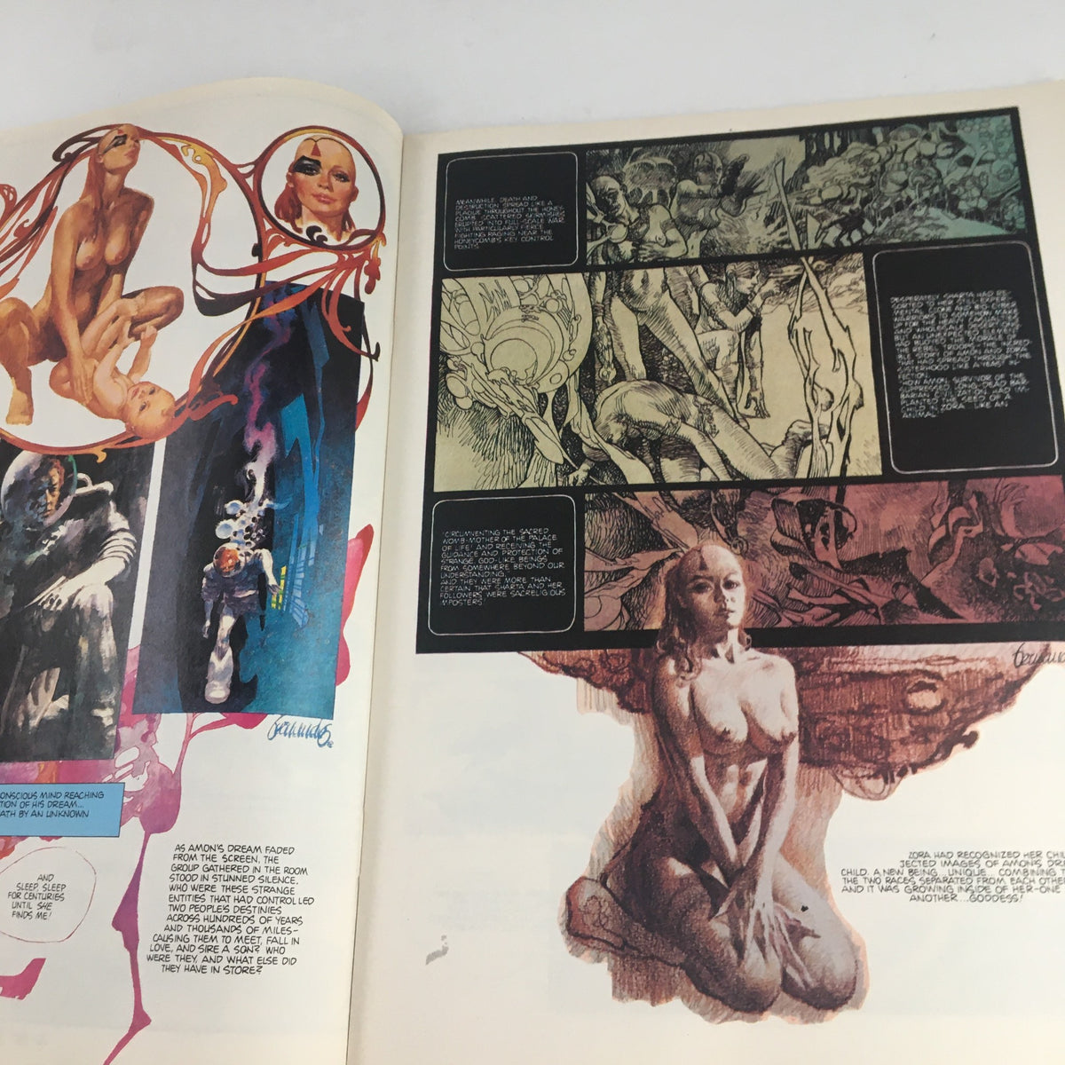 Artistic pages from Heavy Metal Magazine May 1983, showcasing surreal and provocative illustrations that embody the magazine's unique artistic voice.