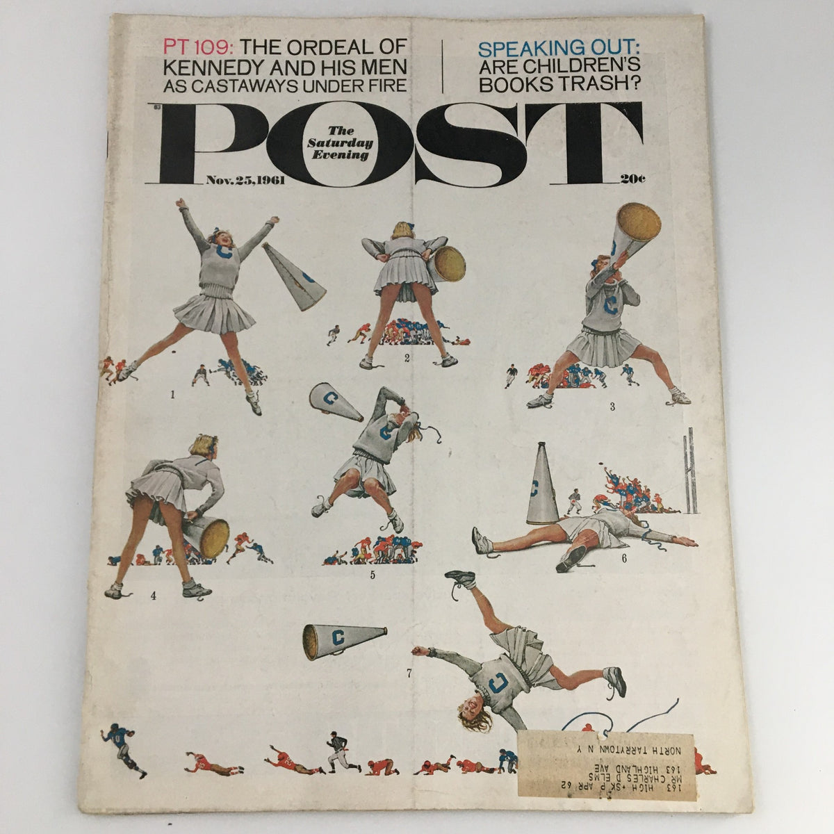 Cover of The Saturday Evening Post, November 25, 1961, featuring an illustration of cheerleaders and the headline 'The Ordeal of John F. Kennedy'.