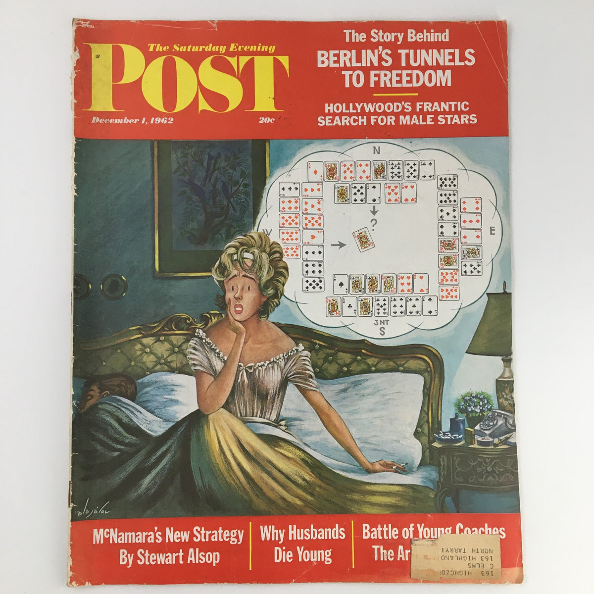 The Saturday Evening Post December 1 1962 cover featuring the article on Berlin's Tunnel to Freedom. The magazine showcases a vintage illustration and primarily red color scheme, highlighting content about Hollywood and social issues.