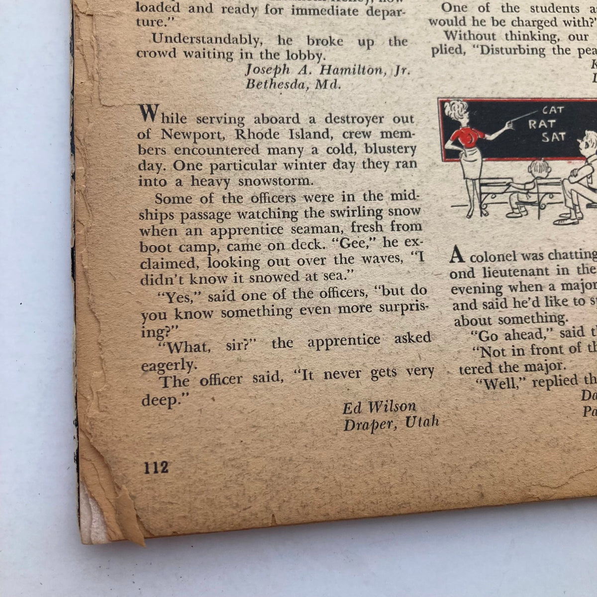 Close-up of the back page of TRUE The Man's Magazine September 1967 Vol 48 No. 364 featuring a comedic story excerpt.