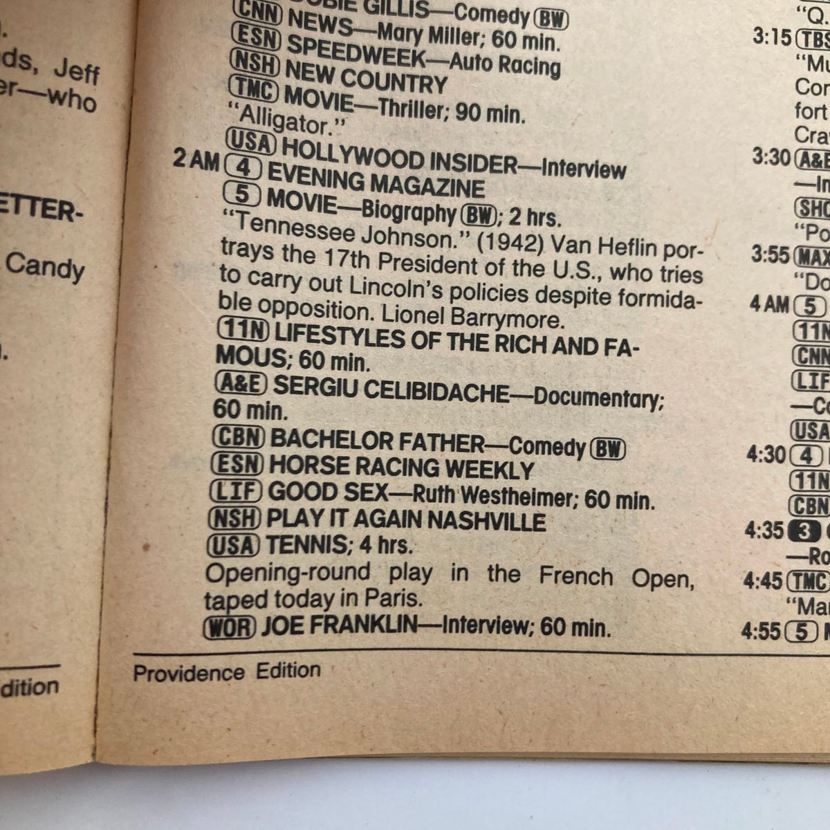 Inside page of TV Guide Magazine June 1, 1985 showing TV listings and content, depicting nostalgic programming from the era.