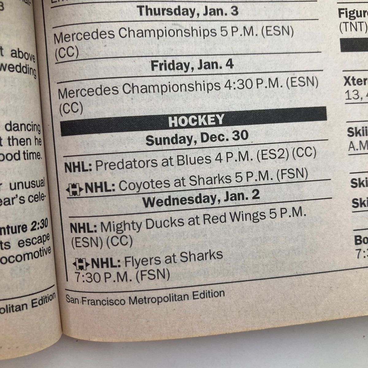 TV Guide Magazine December 29 2001 featuring George Harrison in the San Francisco Metropolitan Edition with a detailed television schedule including hockey games.